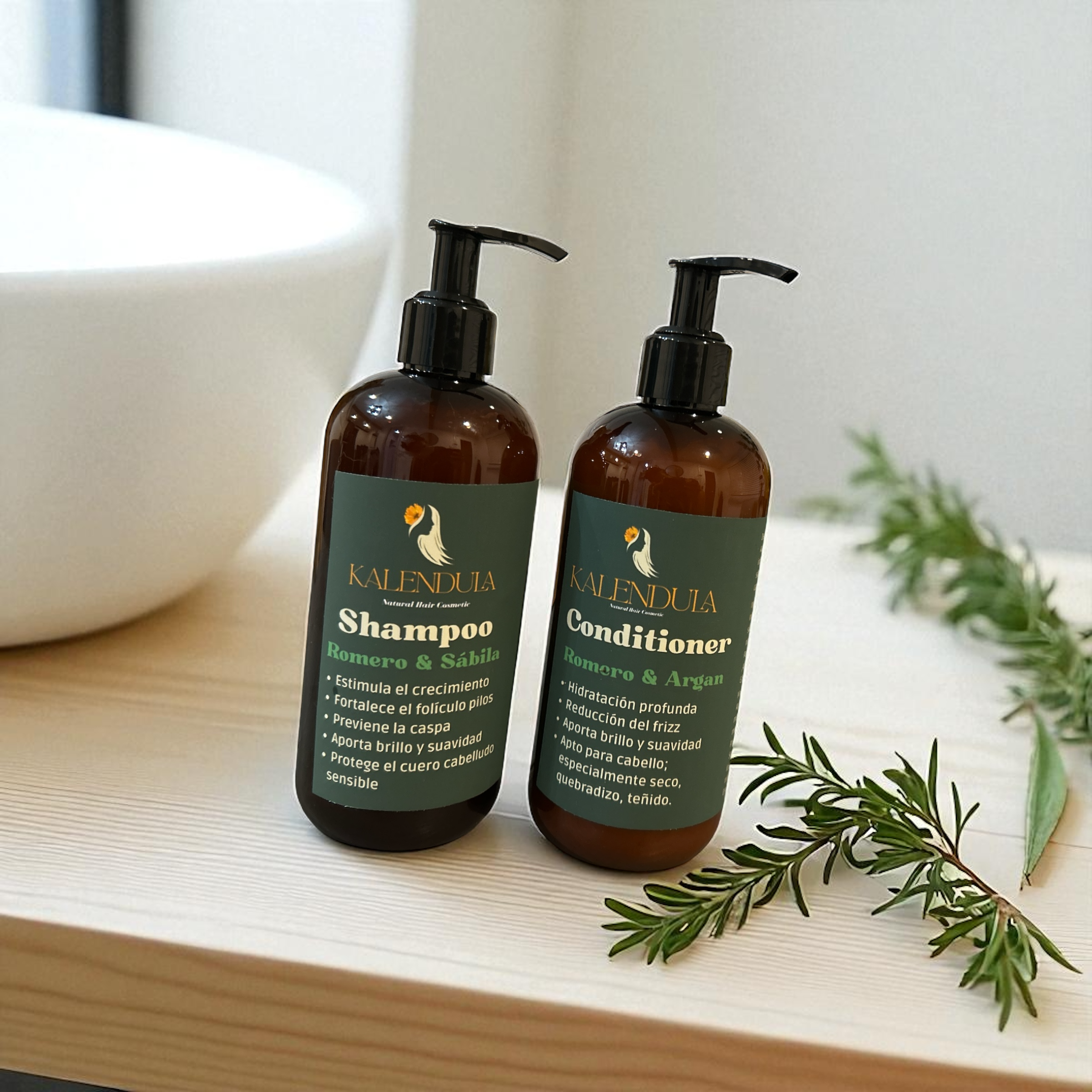 Kit de Shampoo Romero/Sabila-Acondicionador Romero/Argan 12 oz